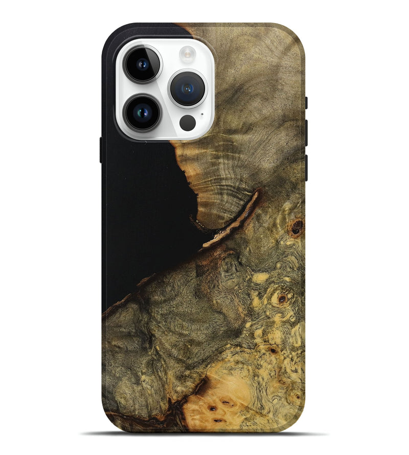 iPhone 15 Pro Max Wood+Resin Live Edge Phone Case - Hugo (Pure Black, 708460)