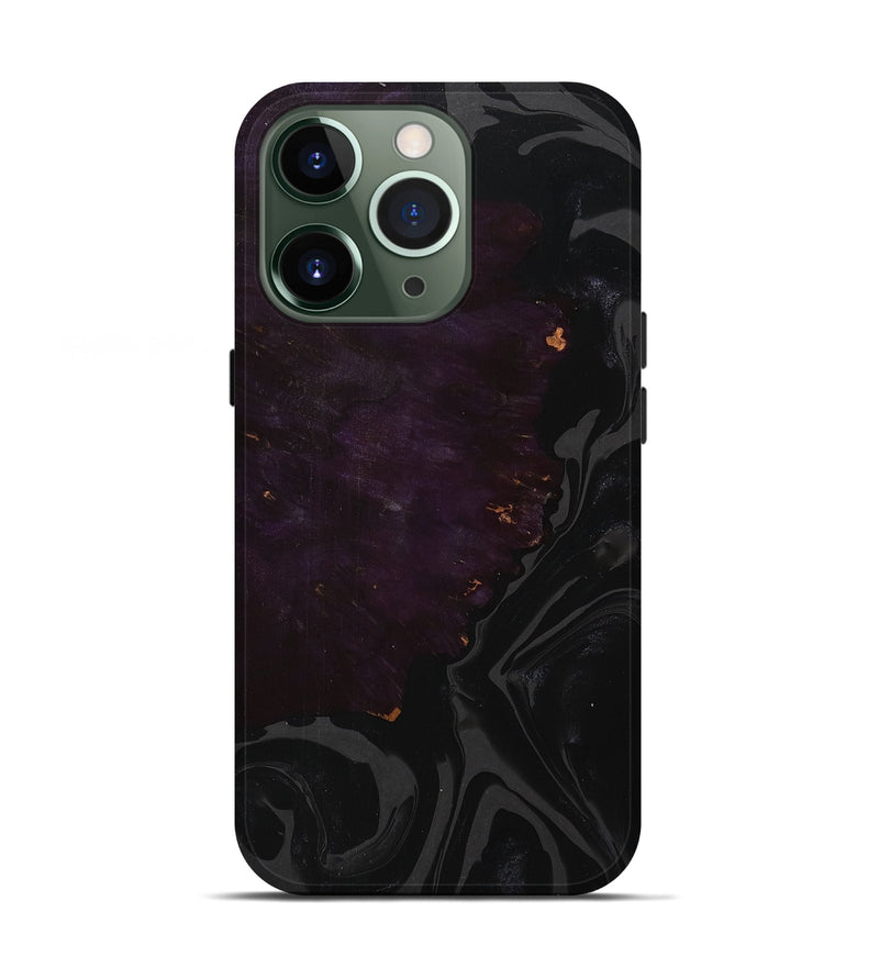 iPhone 13 Pro Wood+Resin Live Edge Phone Case - Wendi (Pure Black, 708461)
