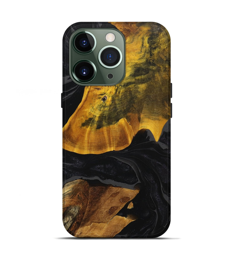 iPhone 13 Pro Wood+Resin Live Edge Phone Case - Miles (Pure Black, 708462)