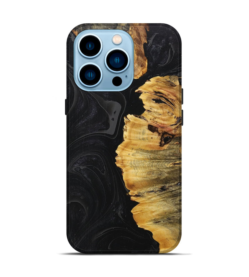 iPhone 14 Pro Wood+Resin Live Edge Phone Case - Alta (Pure Black, 708463)