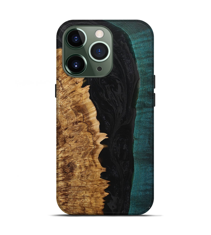 iPhone 13 Pro Wood+Resin Live Edge Phone Case - Layla (Pure Black, 708465)