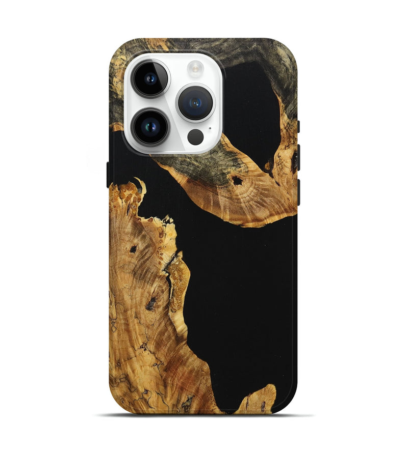 iPhone 15 Pro Wood+Resin Live Edge Phone Case - Janis (Pure Black, 708466)