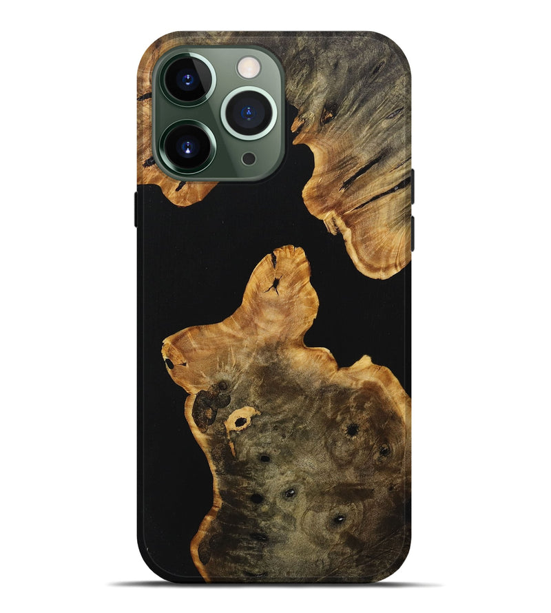 iPhone 13 Pro Max Wood+Resin Live Edge Phone Case - Maggie (Pure Black, 708467)