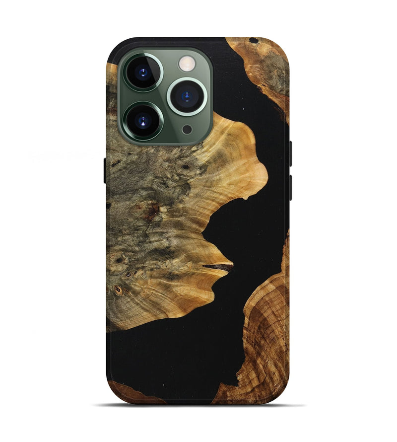 iPhone 13 Pro Wood+Resin Live Edge Phone Case - Jeffrey (Pure Black, 708468)