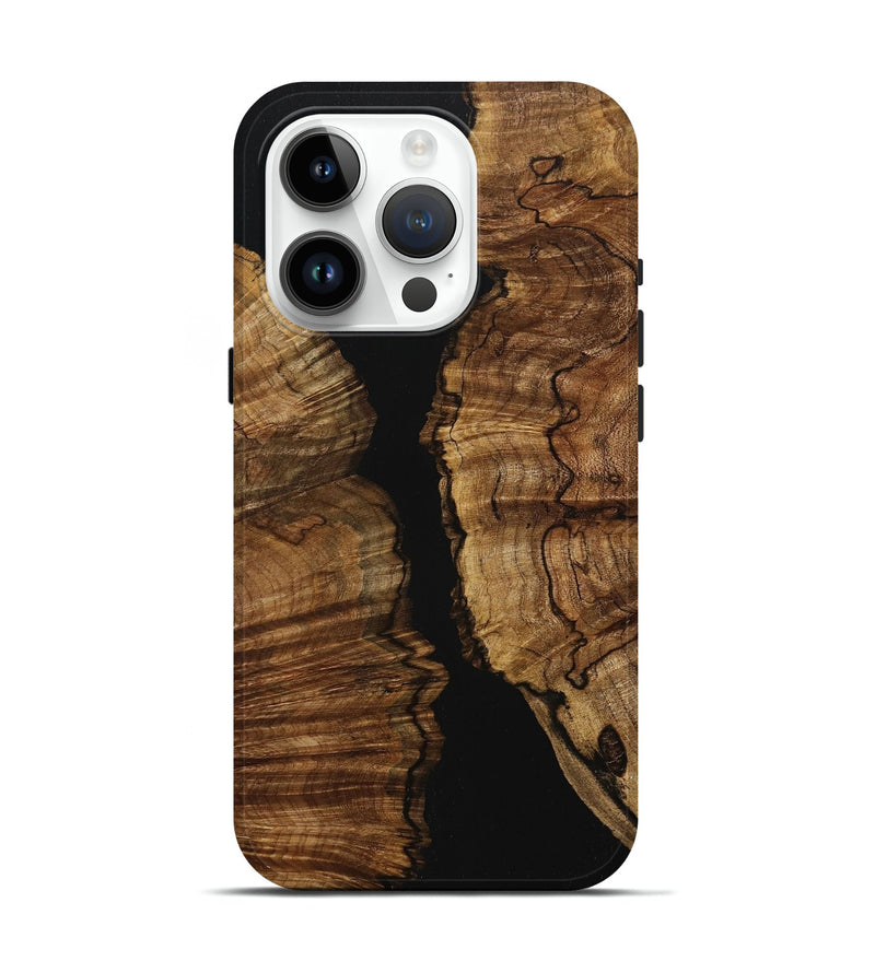 iPhone 15 Pro Wood+Resin Live Edge Phone Case - Peter (Pure Black, 708469)
