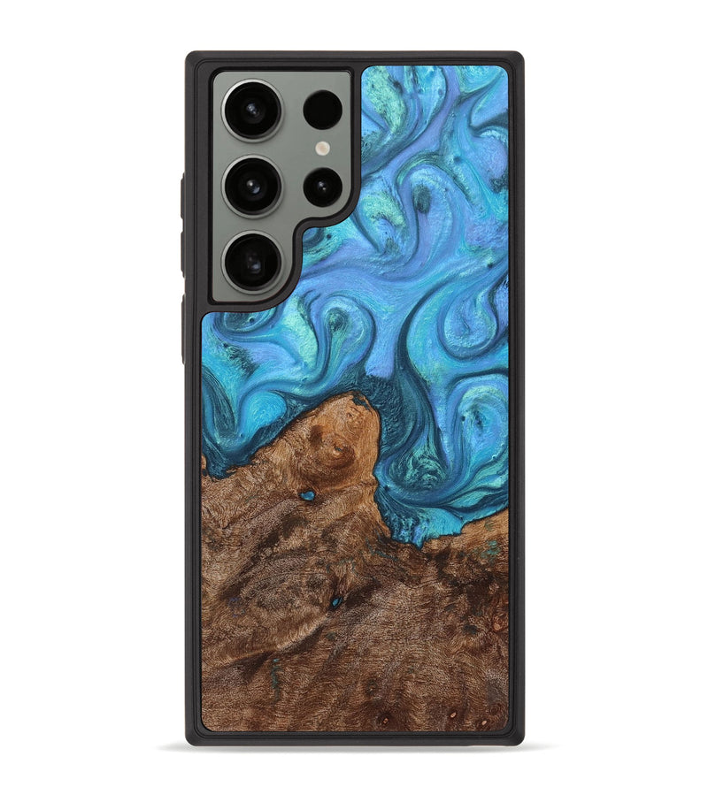 Galaxy S23 Ultra Wood+Resin Phone Case - Alison (Blue, 708643)
