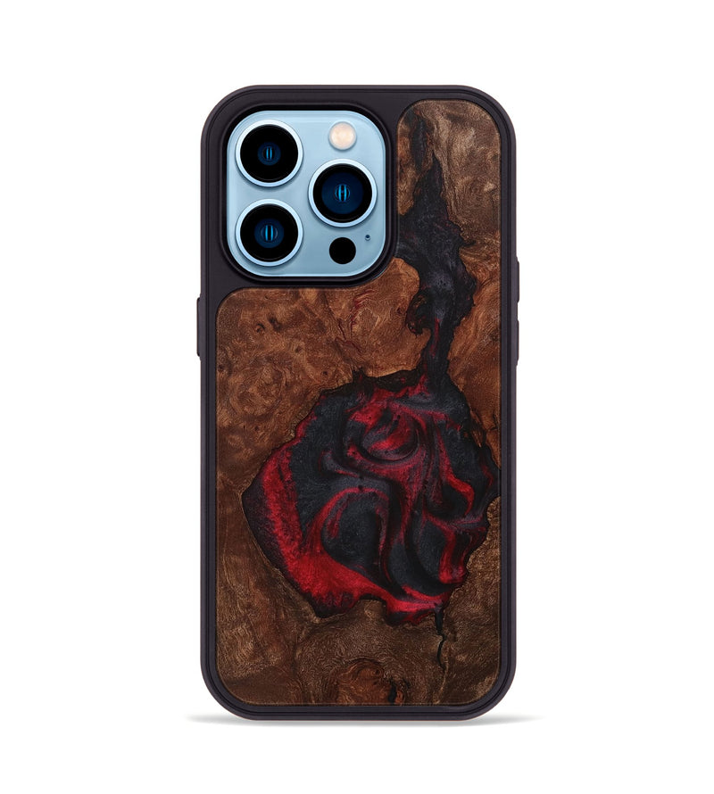 iPhone 14 Pro Wood+Resin Phone Case - Rudolph (Wood Burl, 708666)