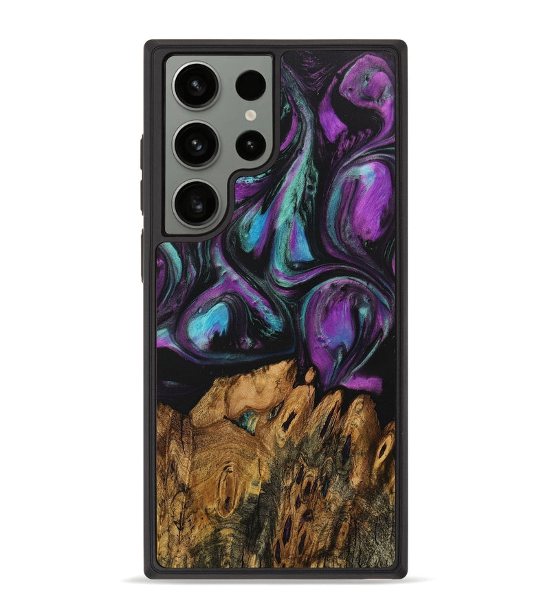 Galaxy S23 Ultra Wood+Resin Phone Case - Ida (Purple, 708709)