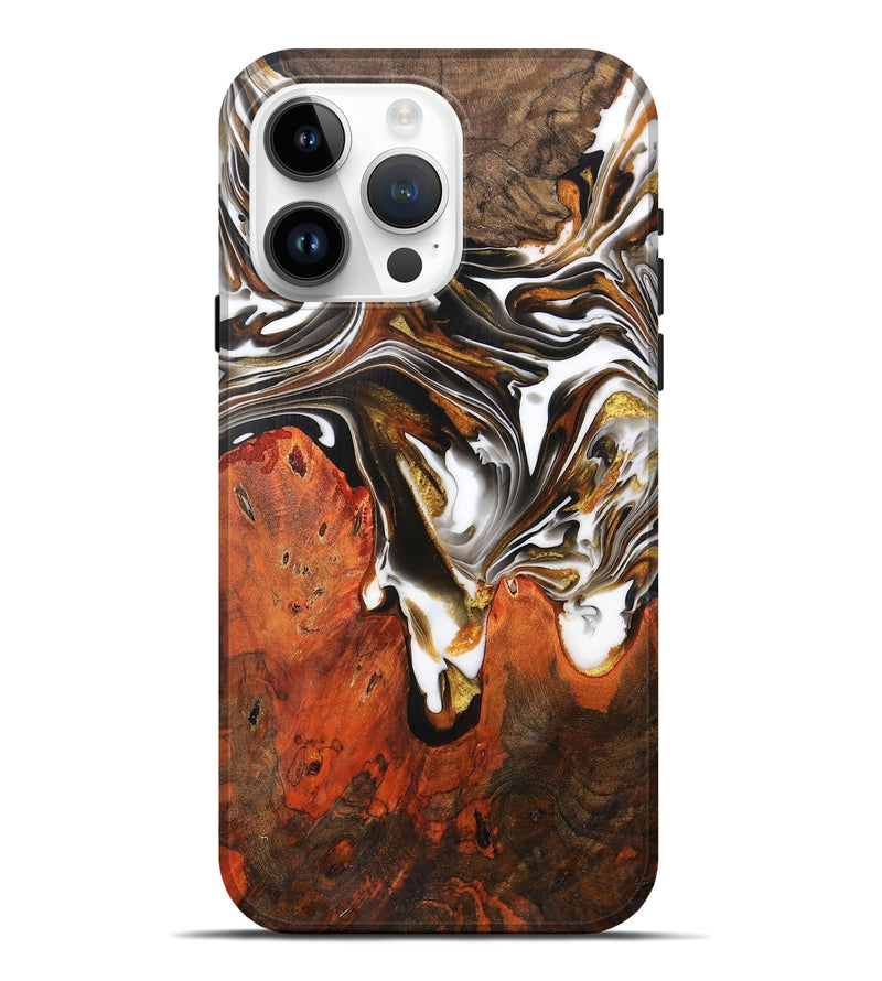iPhone 15 Pro Max Wood+Resin Live Edge Phone Case - Shannon (Black & White, 708884)