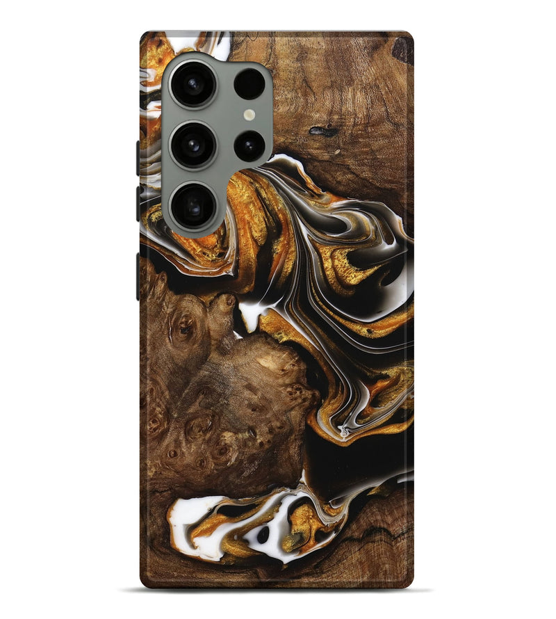 Galaxy S24 Ultra Wood+Resin Live Edge Phone Case - Arabella (Black & White, 708890)