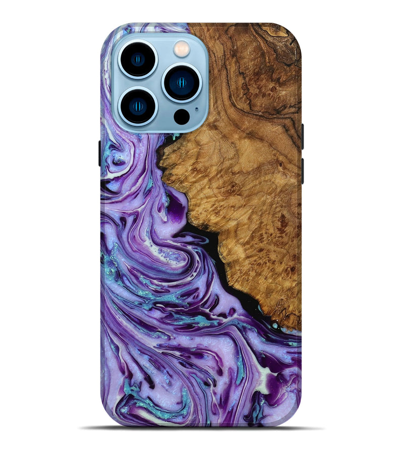iPhone 14 Pro Max Wood+Resin Live Edge Phone Case - Natalia (Purple, 708892)