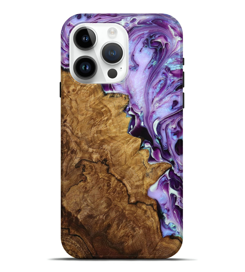 iPhone 15 Pro Max Wood+Resin Live Edge Phone Case - Reese (Purple, 708893)