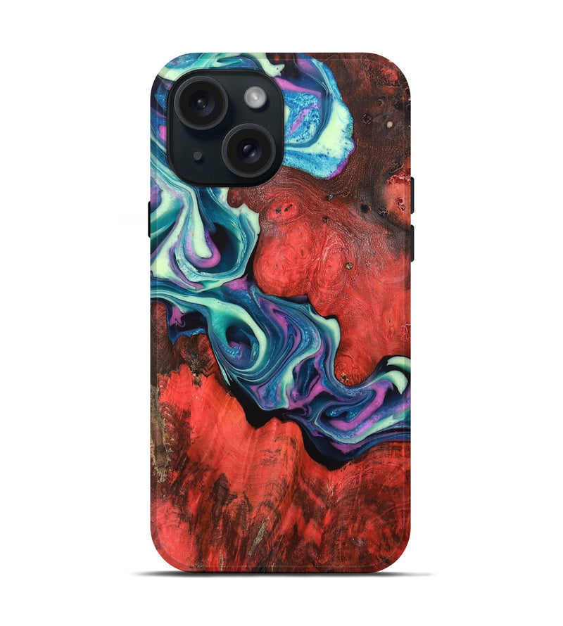 iPhone 15 Wood+Resin Live Edge Phone Case - Jenny (Purple, 708895)