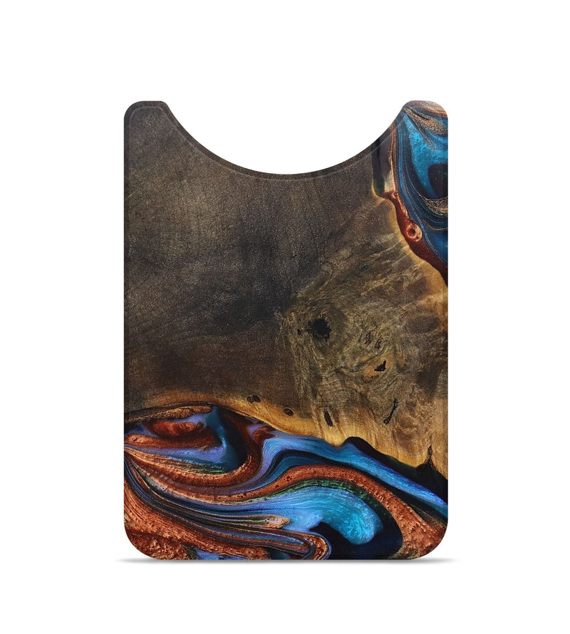 Live Edge Wood+Resin Wallet - Landyn (Teal & Gold, 708910)