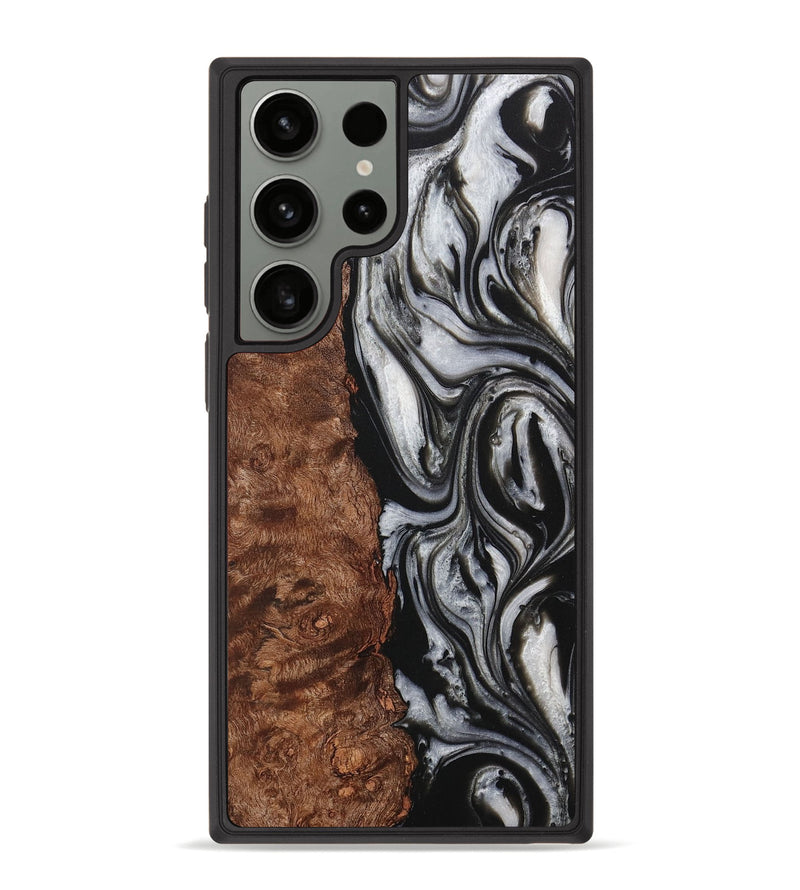 Galaxy S23 Ultra Wood+Resin Phone Case - Maddox (Black & White, 708973)