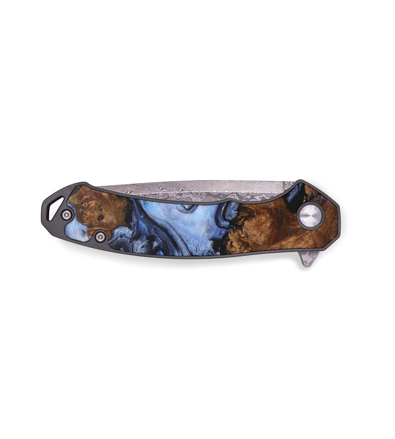 EDC Wood+Resin Pocket Knife - Ann (Blue, 709114)