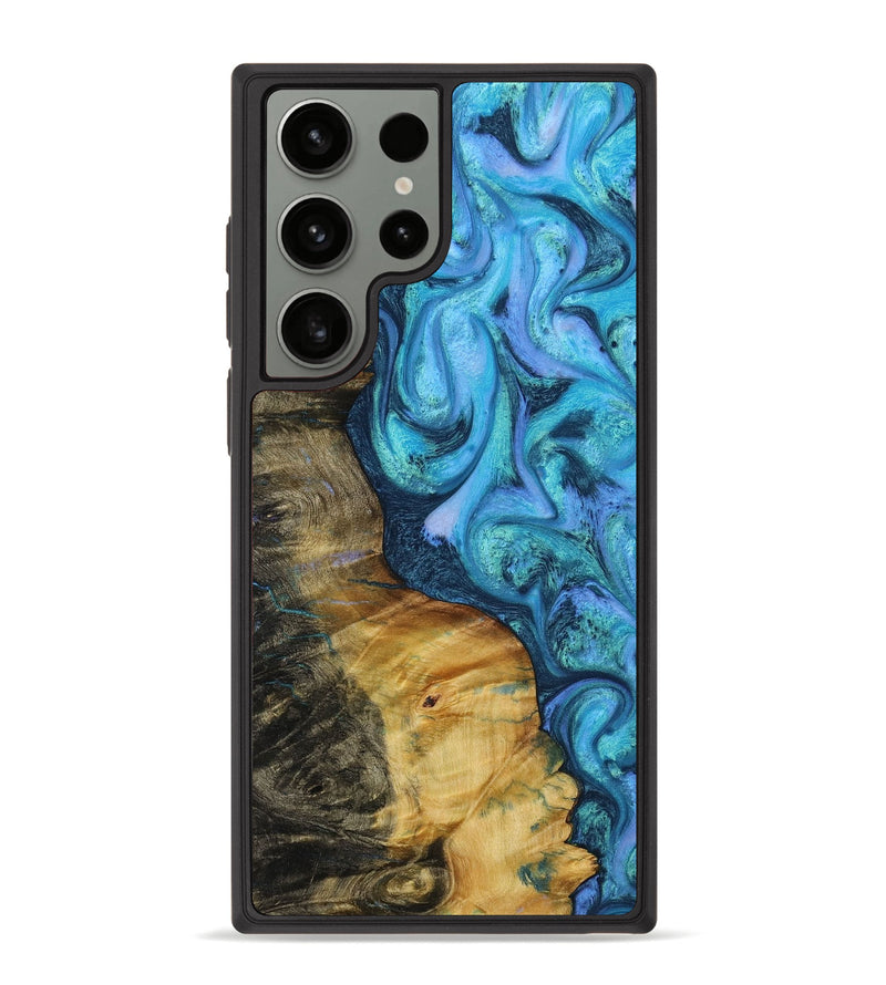Galaxy S23 Ultra Wood+Resin Phone Case - Gabriella (Blue, 709359)