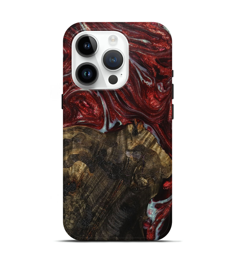 iPhone 15 Pro Wood+Resin Live Edge Phone Case - Edith (Red, 709559)