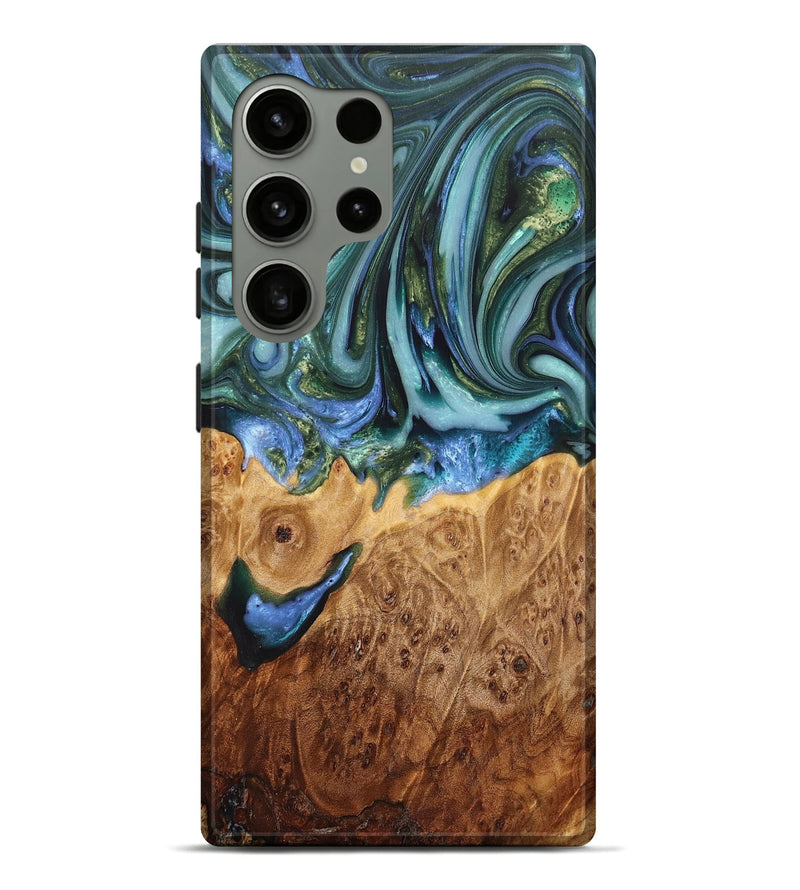 Galaxy S24 Ultra Wood+Resin Live Edge Phone Case - Edward (Green, 709565)