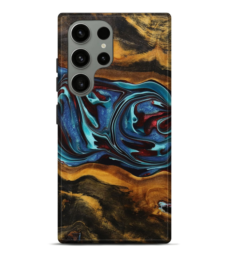 Galaxy S23 Ultra Wood+Resin Live Edge Phone Case - Darlene (Blue, 709573)