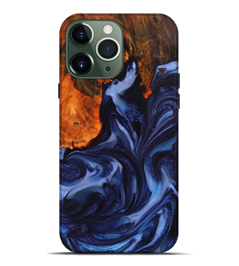 iPhone 13 Pro Max Wood+Resin Live Edge Phone Case - Maggie (Blue, 709830)