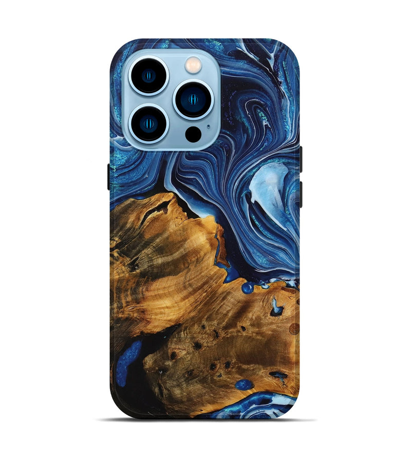 iPhone 14 Pro Wood+Resin Live Edge Phone Case - Eleanor (Blue, 709831)