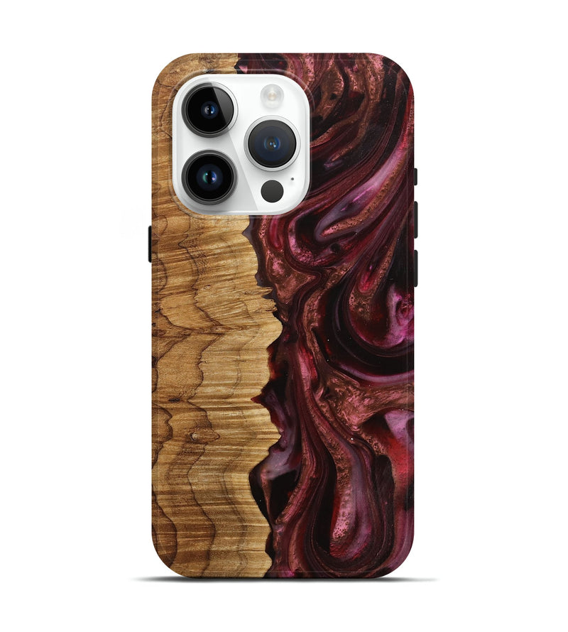 iPhone 15 Pro Wood+Resin Live Edge Phone Case - Deloris (Red, 709832)