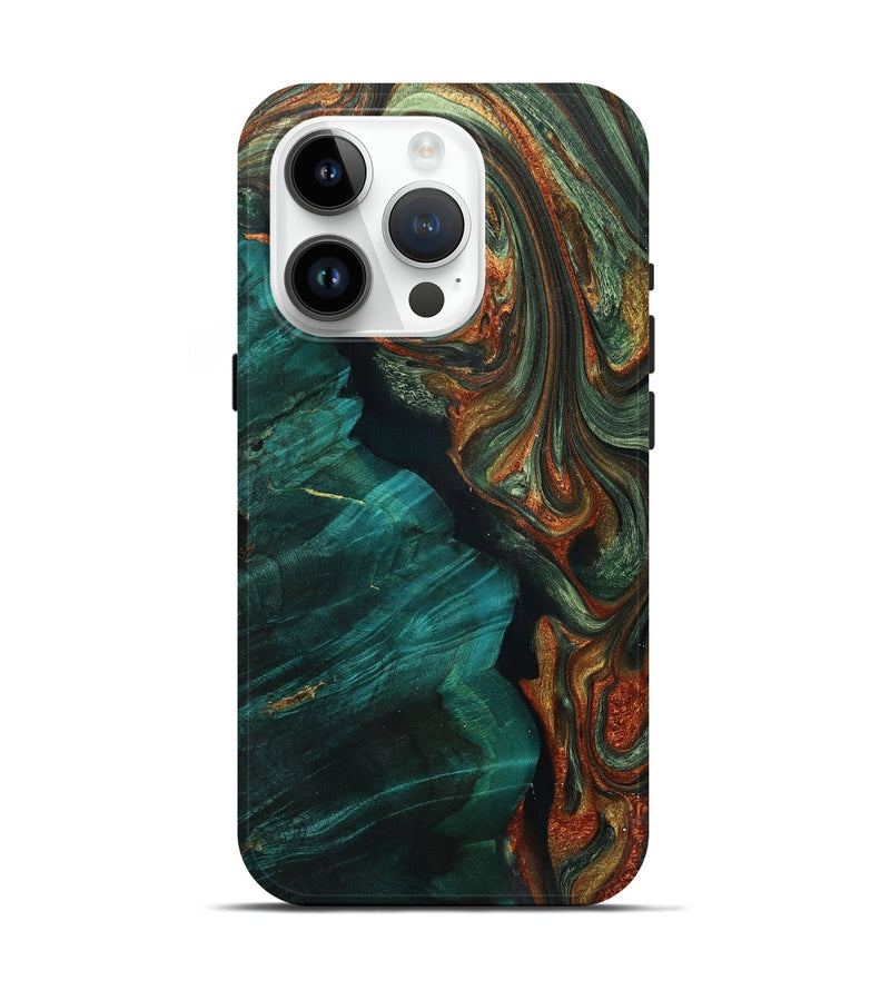 iPhone 15 Pro Wood+Resin Live Edge Phone Case - Elsie (Green, 709834)