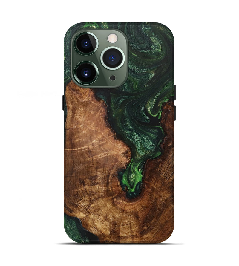 iPhone 13 Pro Wood+Resin Live Edge Phone Case - Patty (Green, 709839)