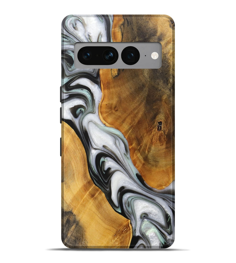 Pixel 7 Pro Wood+Resin Live Edge Phone Case - Jessica (Black & White, 709842)