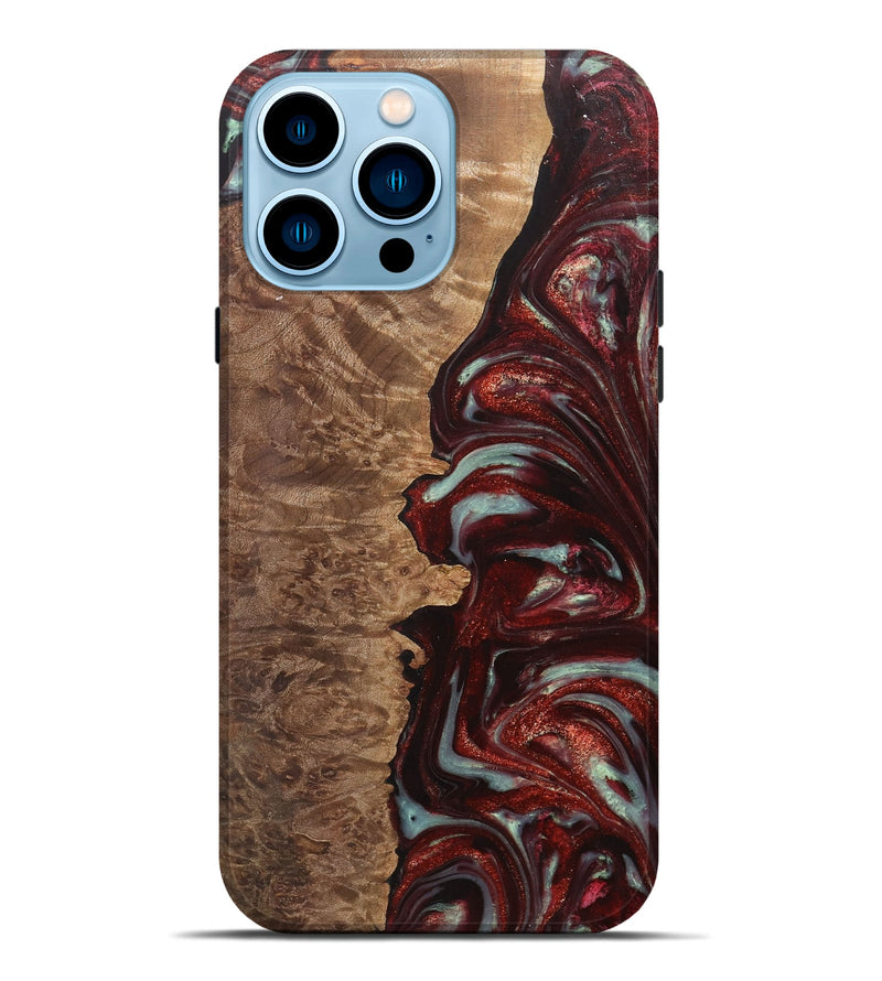 iPhone 14 Pro Max Wood+Resin Live Edge Phone Case - Violet (Red, 709849)