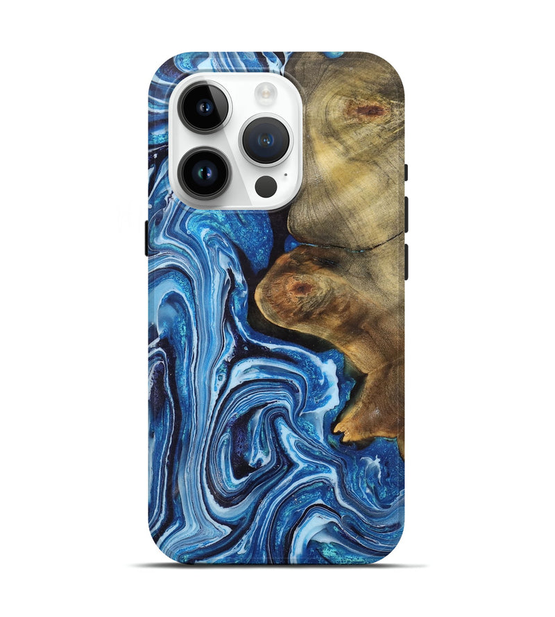 iPhone 15 Pro Wood+Resin Live Edge Phone Case - Bianca (Blue, 709851)