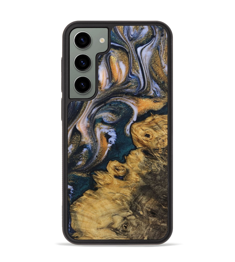 Galaxy S23 Plus Wood+Resin Phone Case - Sherri (Teal & Gold, 710075)