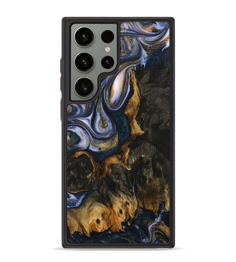 Galaxy S23 Ultra Wood+Resin Phone Case - Malakai (Teal & Gold, 710080)