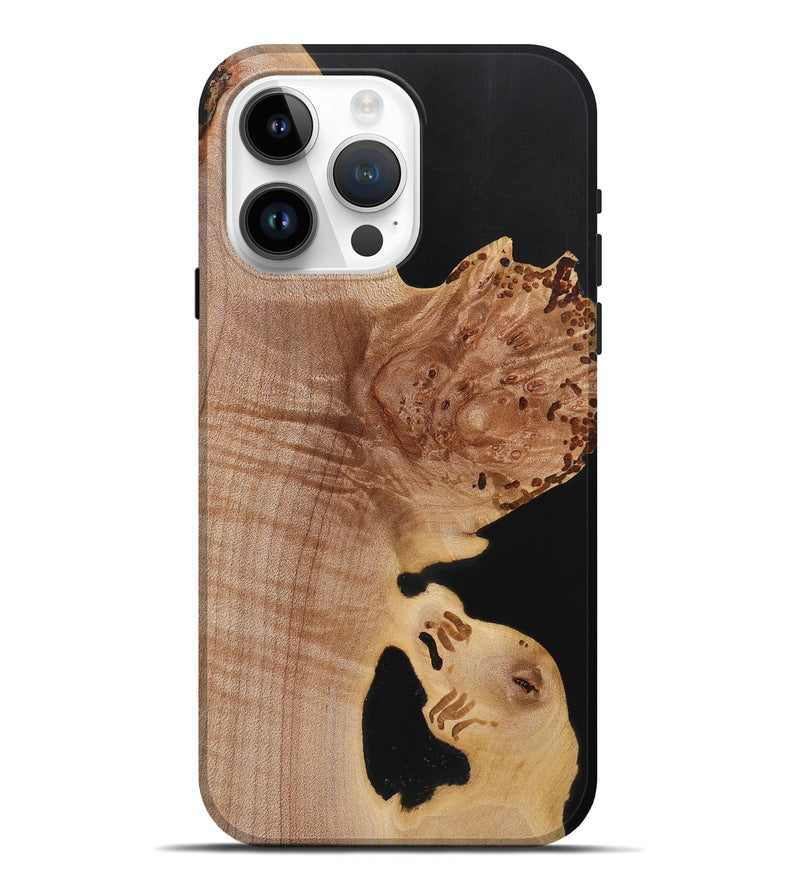 iPhone 15 Pro Max Wood+Resin Live Edge Phone Case - Bradley (Pure Black, 710123)