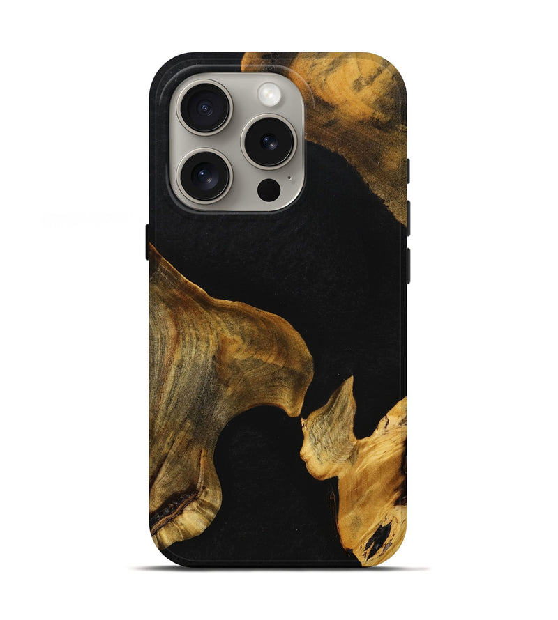iPhone 16 Pro Wood+Resin Live Edge Phone Case - Willie (Pure Black, 710290)