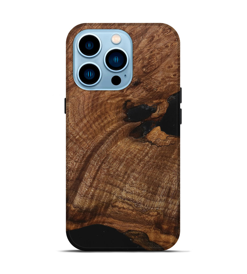 iPhone 14 Pro Wood+Resin Live Edge Phone Case - Della (Wood Burl, 710300)