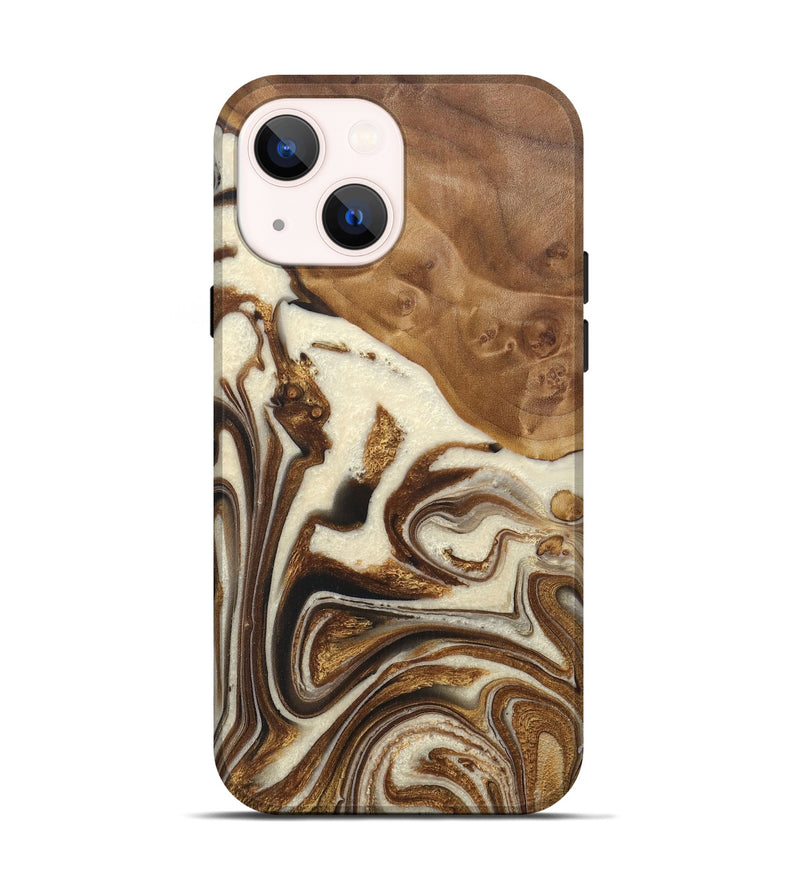iPhone 14 Wood+Resin Live Edge Phone Case - Patty (Black & White, 710303)