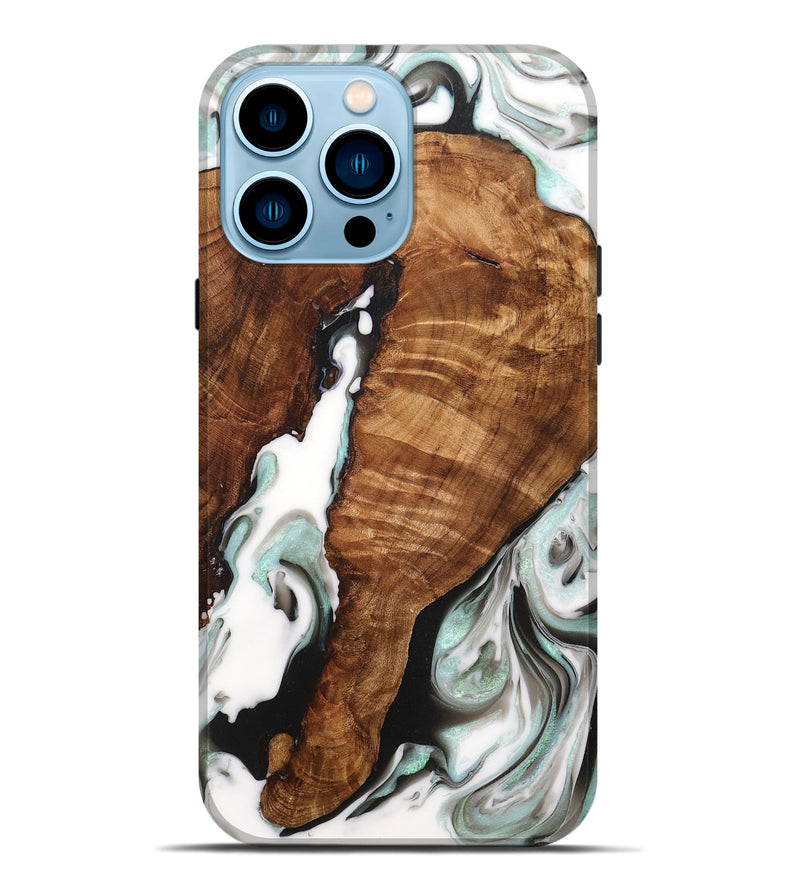 iPhone 14 Pro Max Wood+Resin Live Edge Phone Case - Milo (Black & White, 710304)