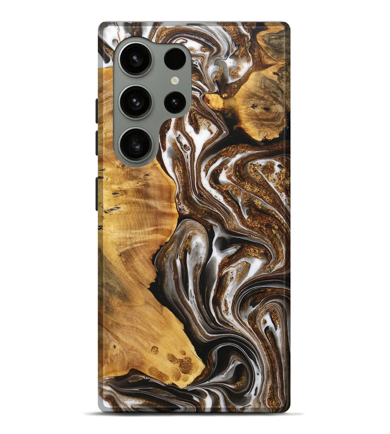 Galaxy S24 Ultra Wood+Resin Live Edge Phone Case - Dwayne (Black & White, 710307)