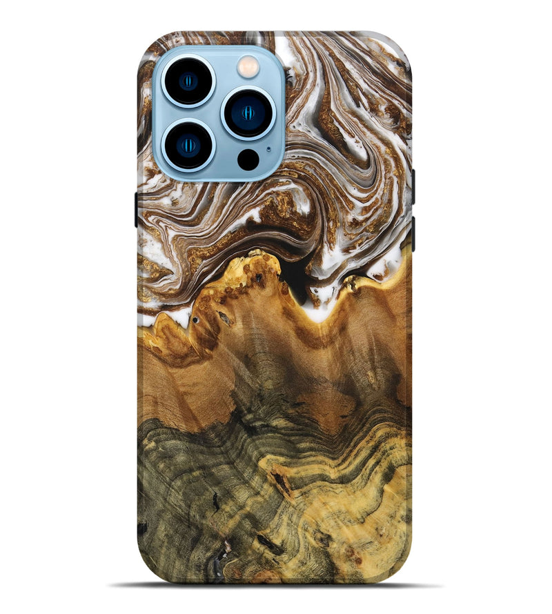 iPhone 14 Pro Max Wood+Resin Live Edge Phone Case - Danna (Black & White, 710308)