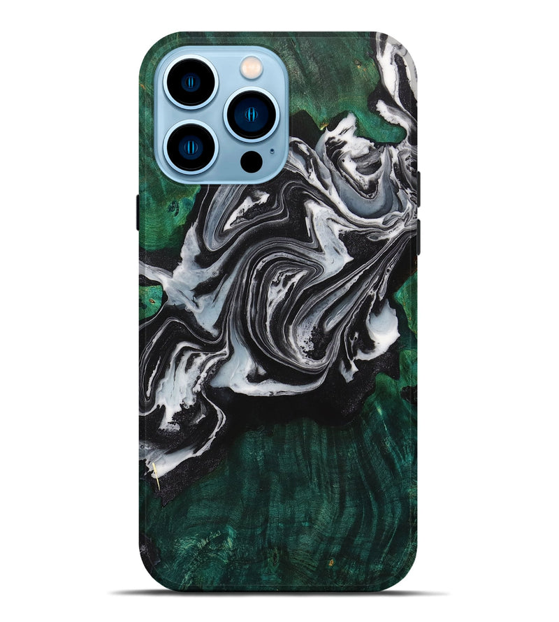 iPhone 14 Pro Max Wood+Resin Live Edge Phone Case - Romeo (Black & White, 710309)