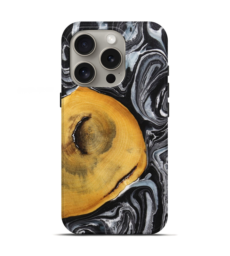 iPhone 16 Pro Wood+Resin Live Edge Phone Case - Conner (Black & White, 710311)