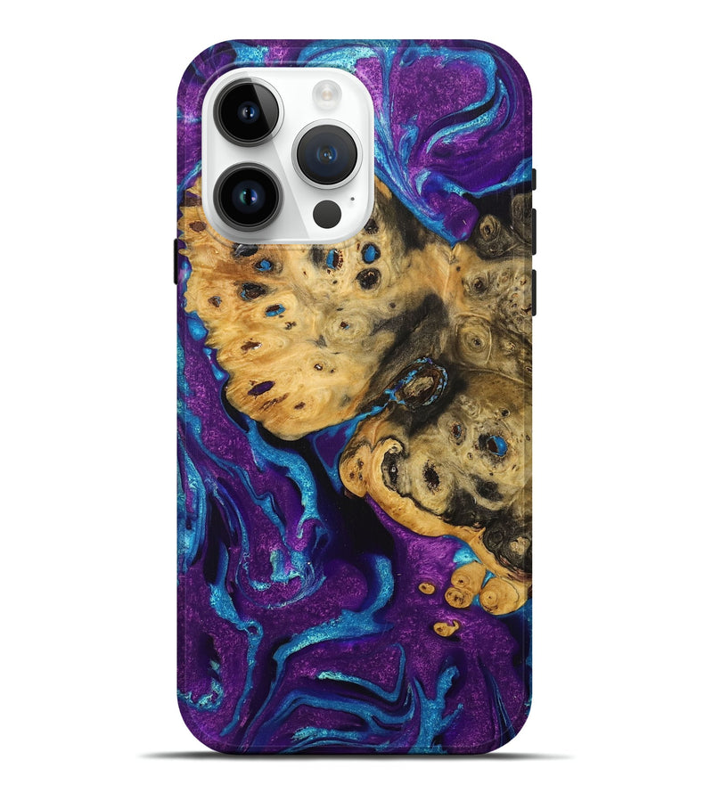 iPhone 15 Pro Max Wood+Resin Live Edge Phone Case - Maryann (Purple, 710313)