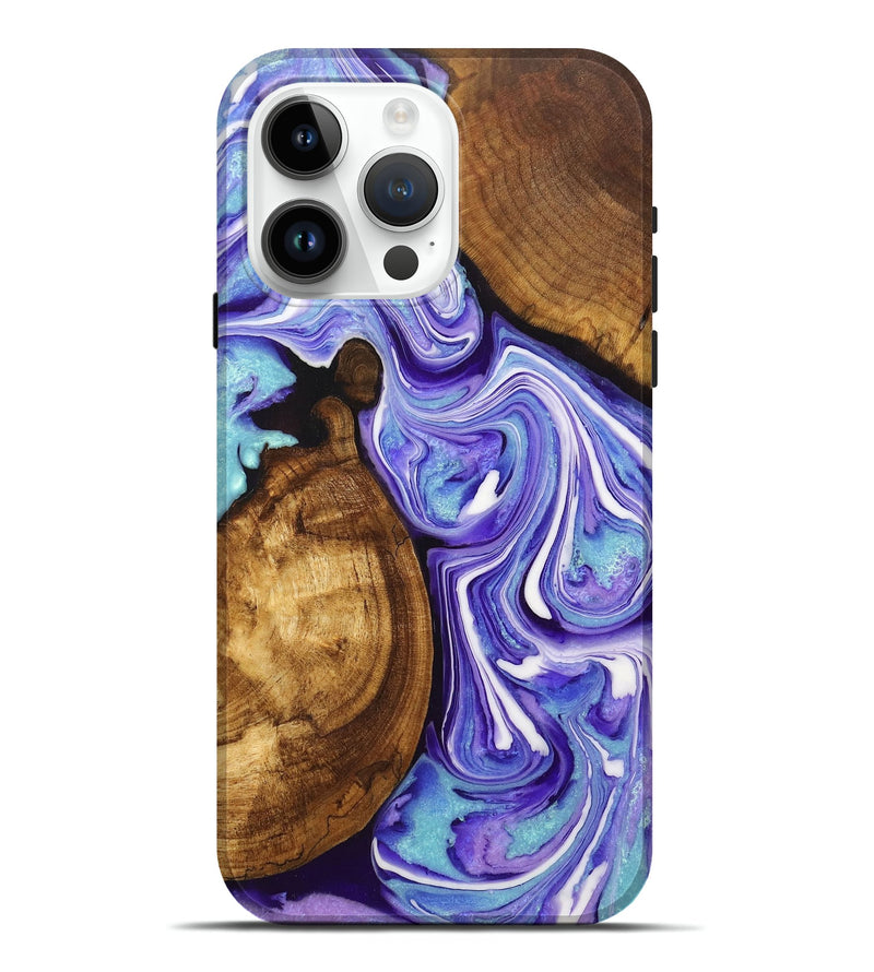 iPhone 15 Pro Max Wood+Resin Live Edge Phone Case - Mckinley (Purple, 710317)