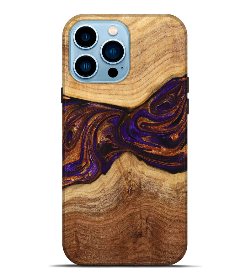 iPhone 14 Pro Max Wood+Resin Live Edge Phone Case - Clark (Purple, 710319)