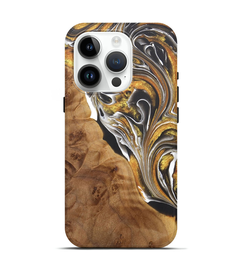 iPhone 15 Pro Wood+Resin Live Edge Phone Case - Wilfred (Black & White, 710425)