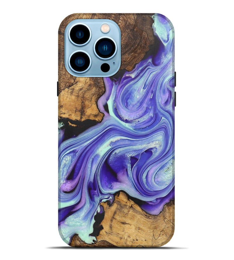 iPhone 14 Pro Max Wood+Resin Live Edge Phone Case - Jeffrey (Purple, 710432)