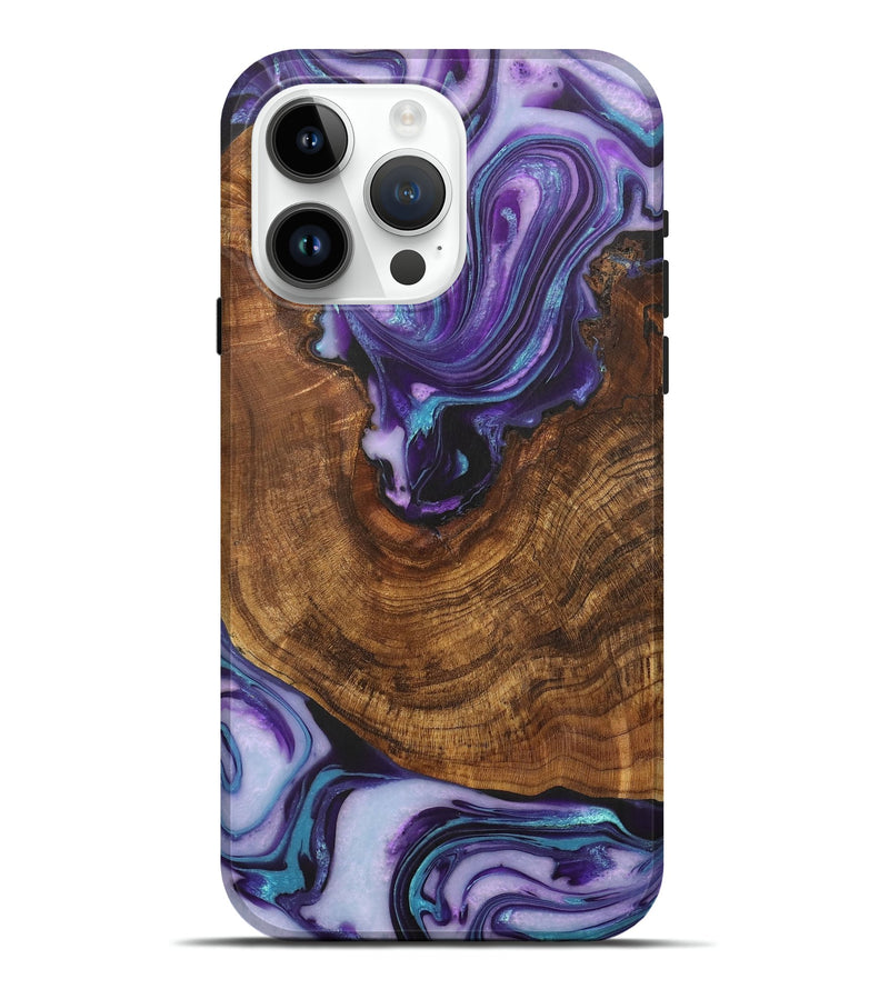 iPhone 15 Pro Max Wood+Resin Live Edge Phone Case - Rihanna (Purple, 710434)