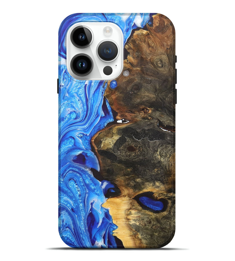 iPhone 15 Pro Max Wood+Resin Live Edge Phone Case - Dawson (Blue, 710436)